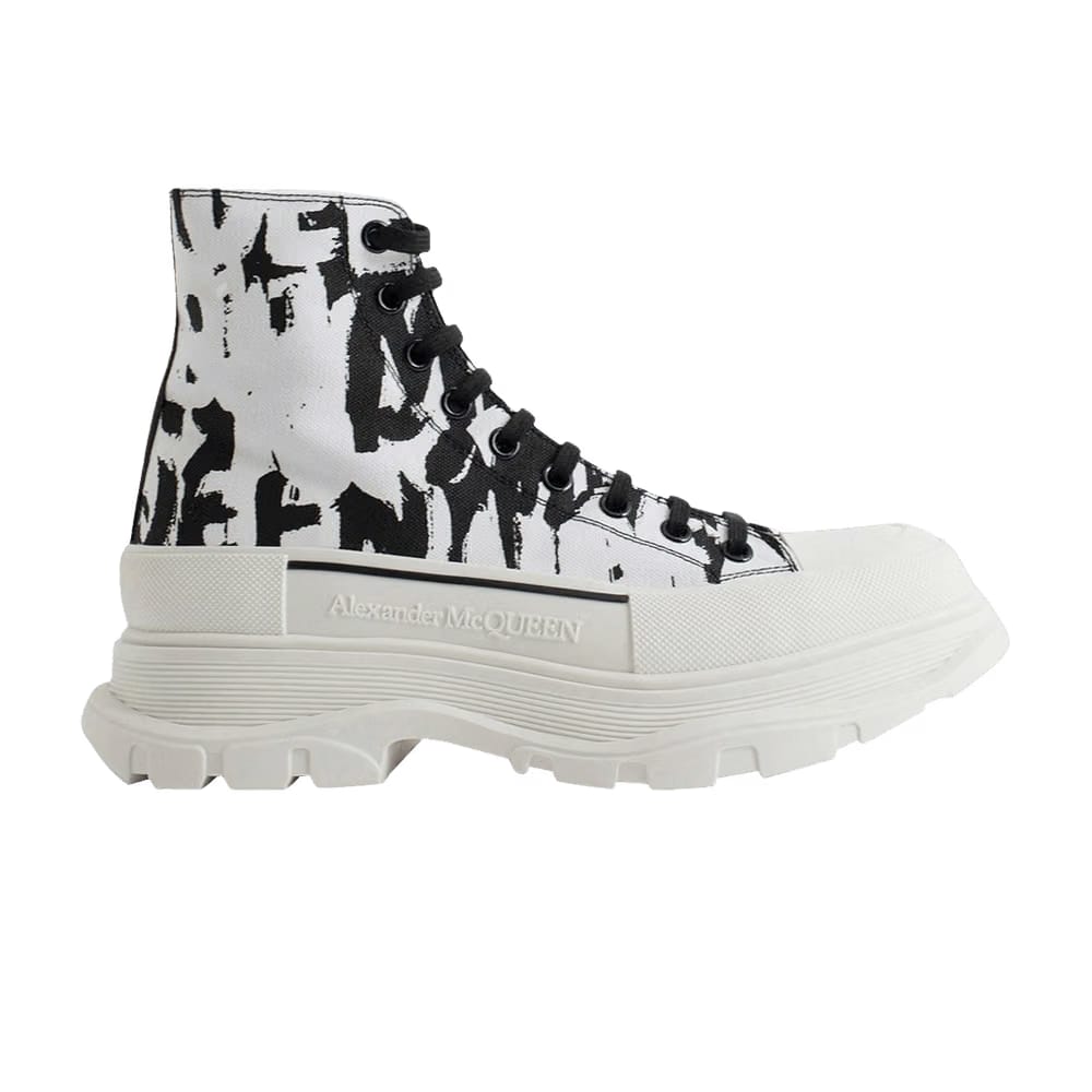 Alexander McQueen Tread Slick Boot Graffiti Logo - Black