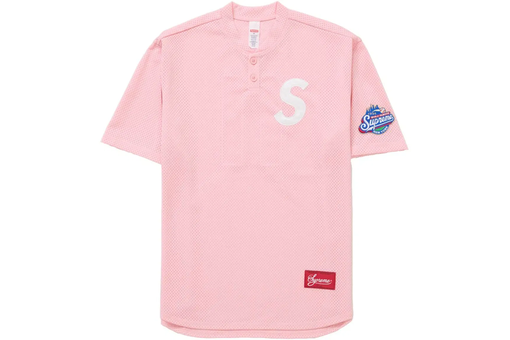 Supreme S Logo Baseball Henley (SS25) Pink