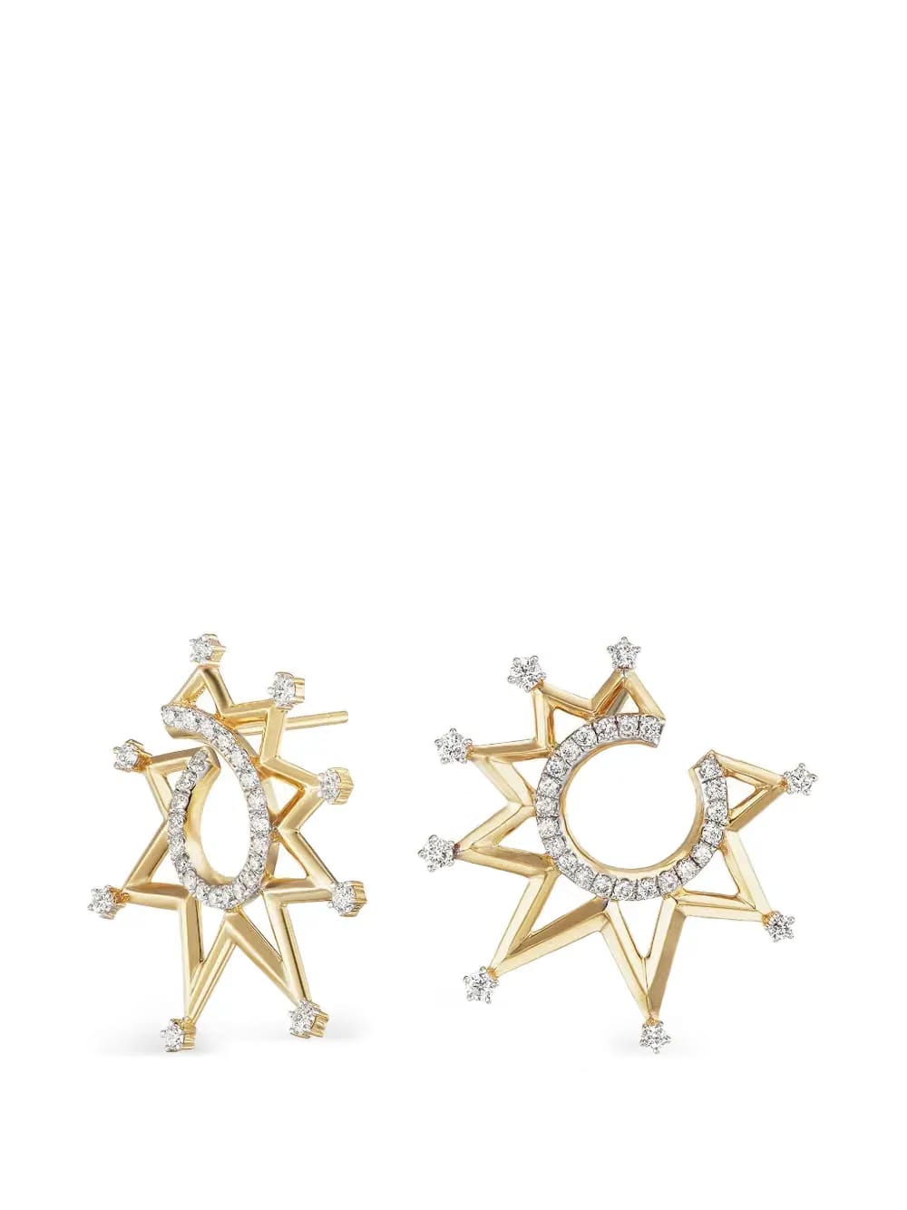 diamond starburst crescent earrings