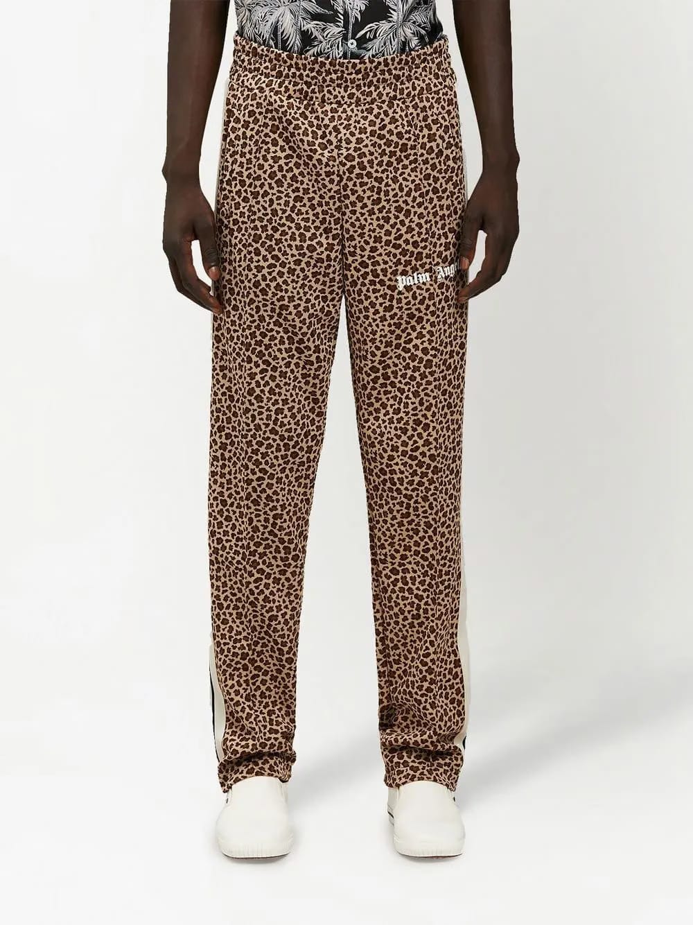 leopard print jacquard track pants