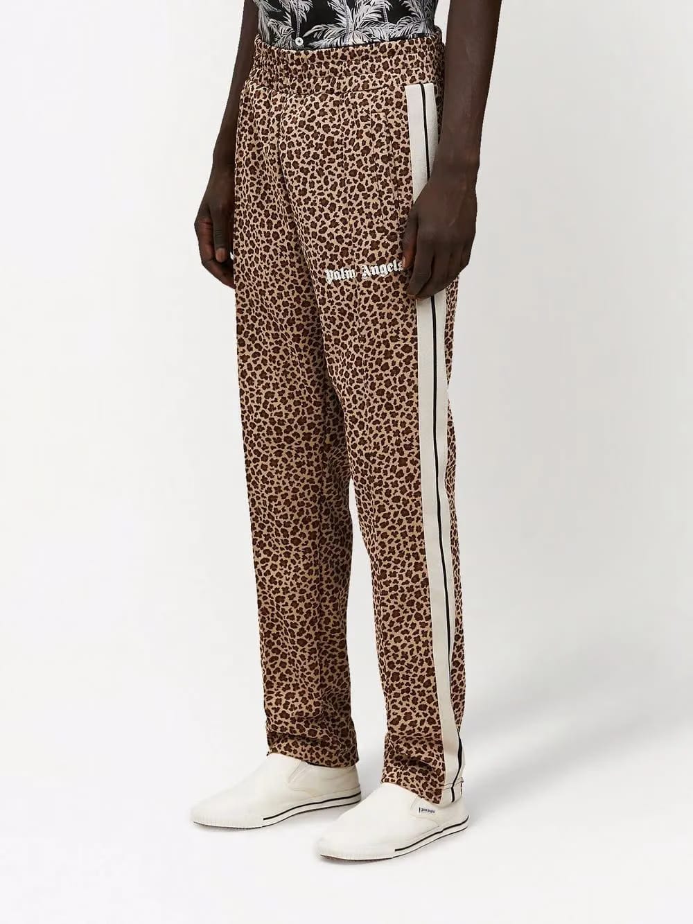 leopard print jacquard track pants