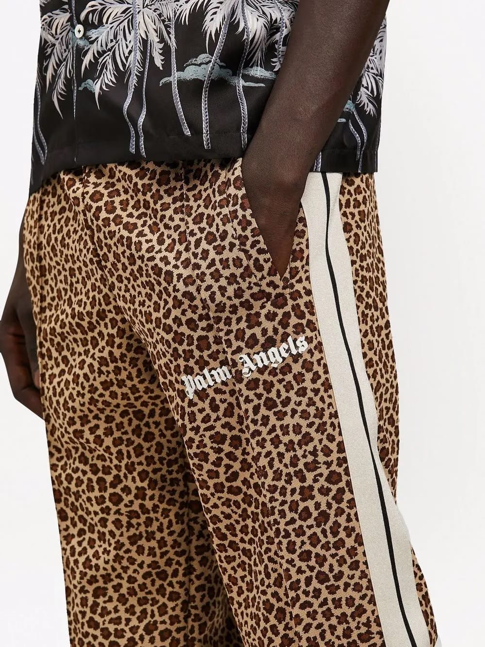 leopard print jacquard track pants