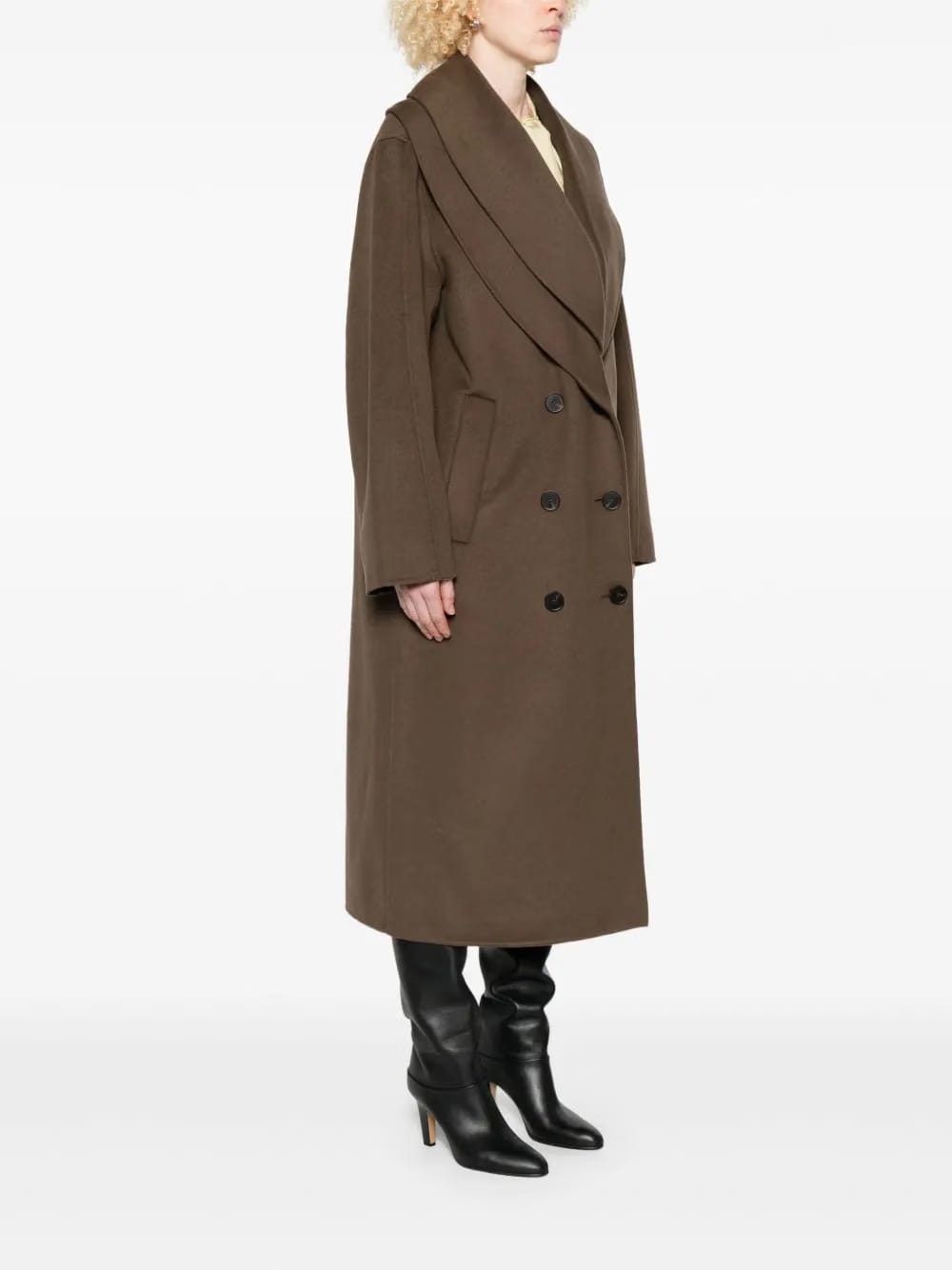 double-breasted shawl-collar coat