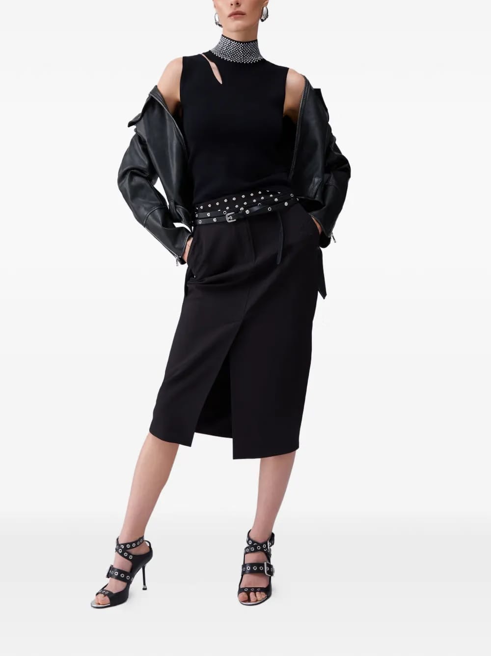 studded midi skirt