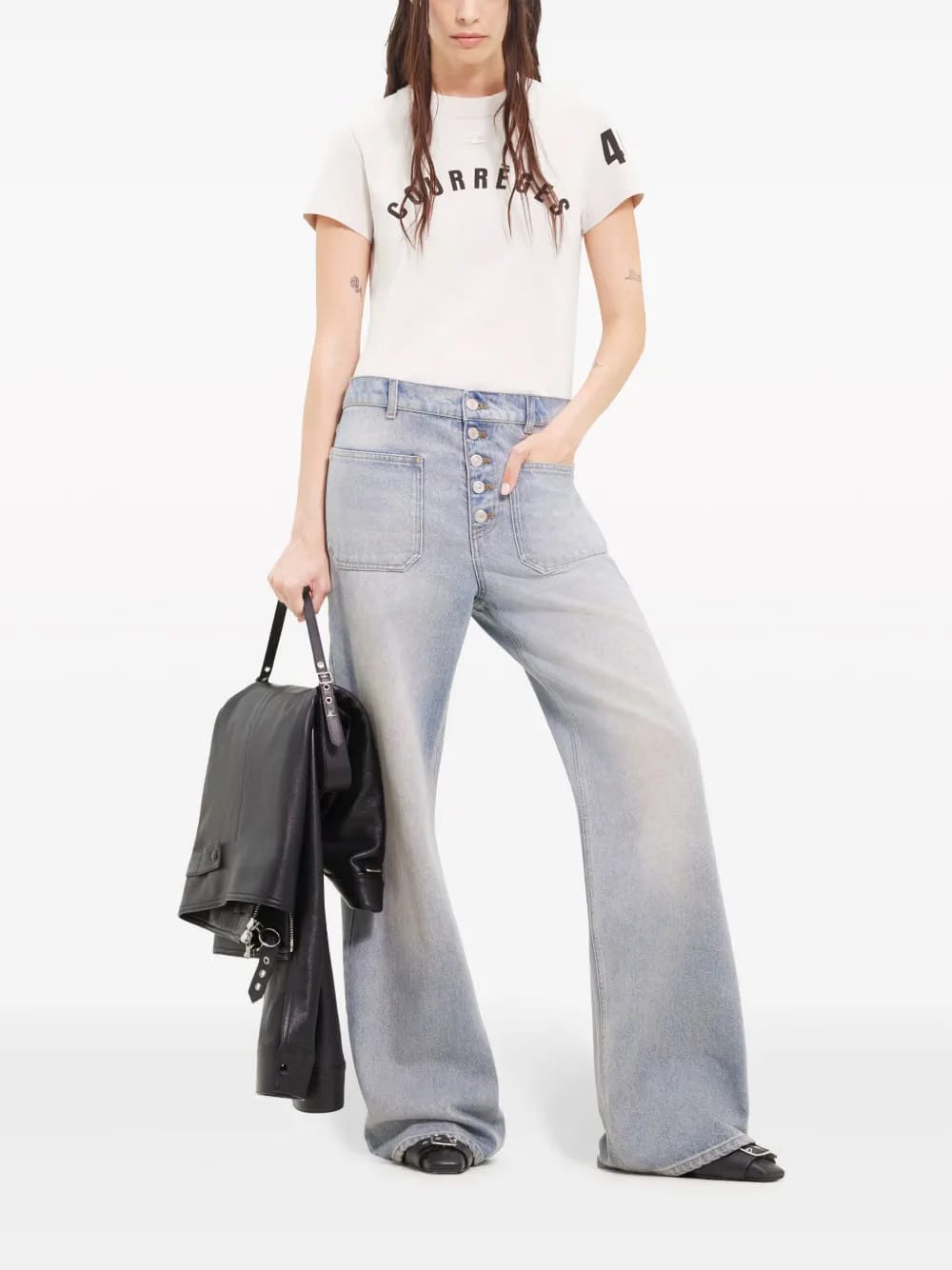 Multiflex logo-embroidered jeans