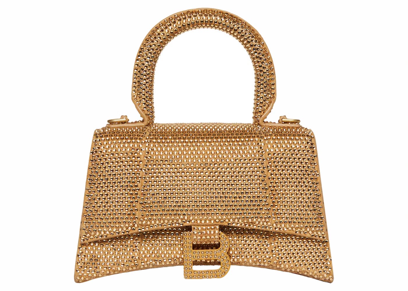 Balenciaga Hourglass XS Handbag With Rhinestones Gold
