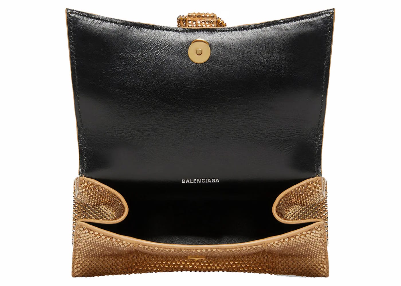 Balenciaga Hourglass XS Handbag With Rhinestones Gold