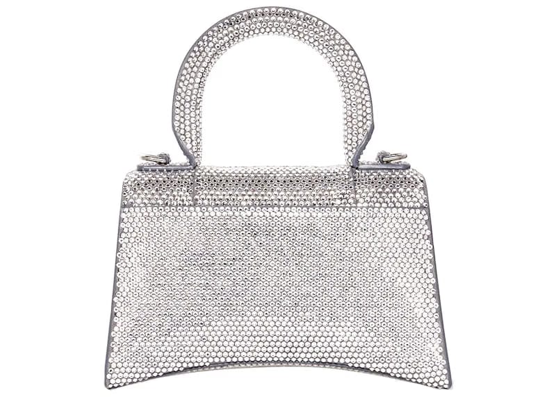 Balenciaga Hourglass Handbag XS Rhinestone Grey