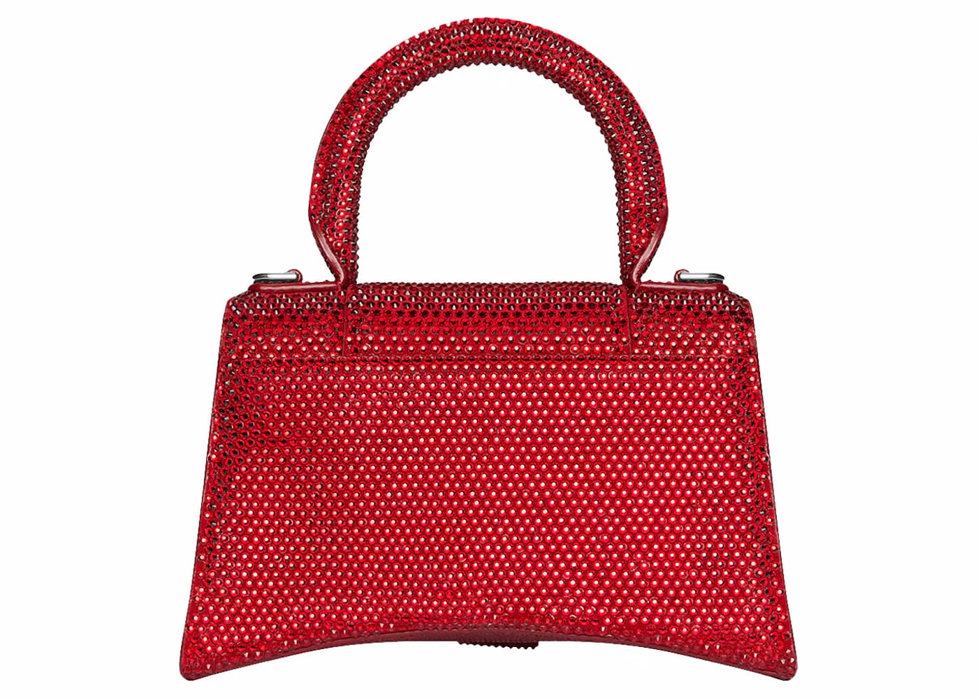 Balenciaga Hourglass XS Handbag With Rhinestones Red
