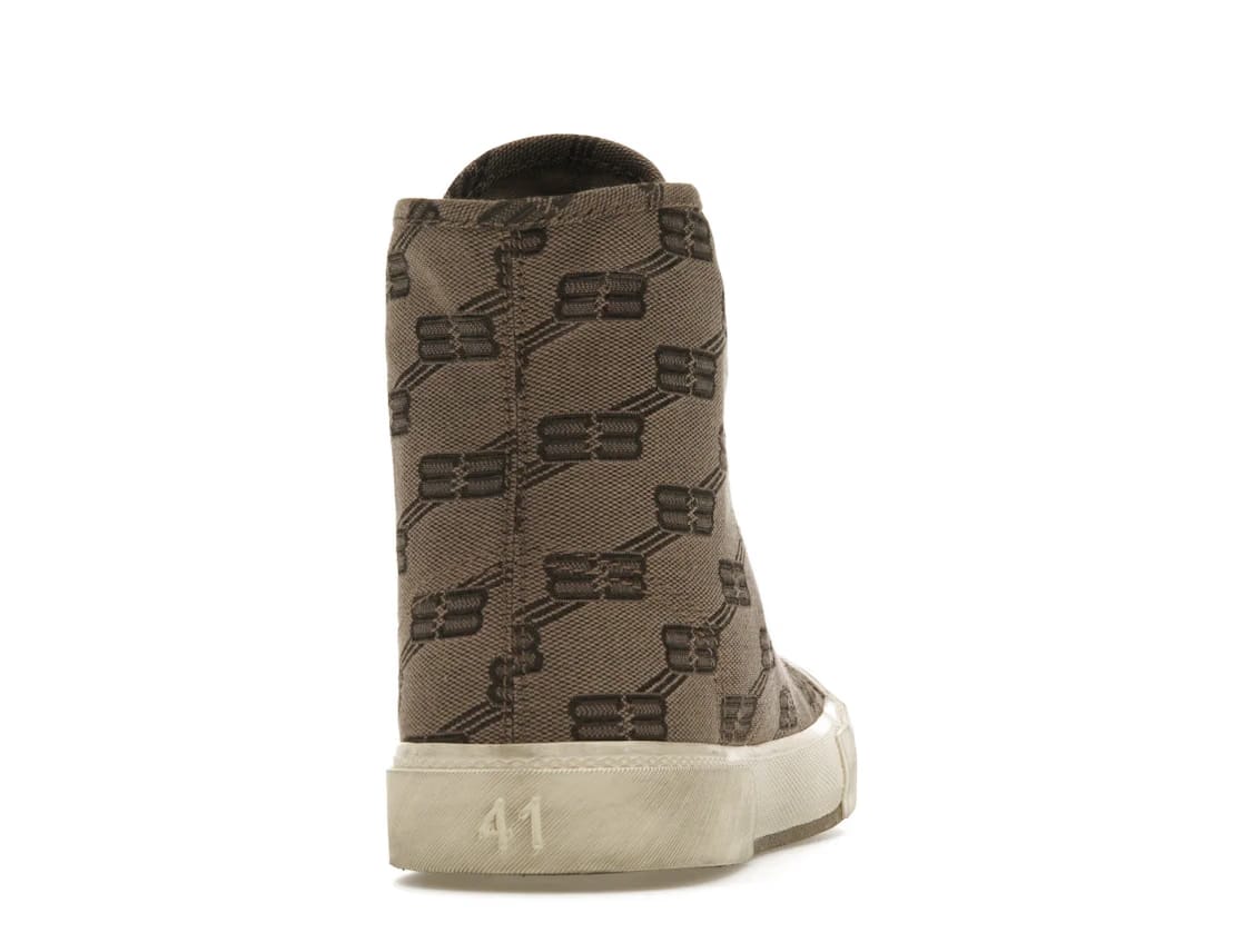 Balenciaga Paris High Top BB Monogram Dark Beige Brown