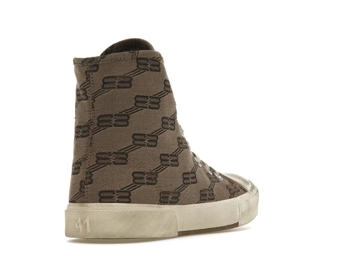 Balenciaga Paris High Top BB Monogram Dark Beige Brown