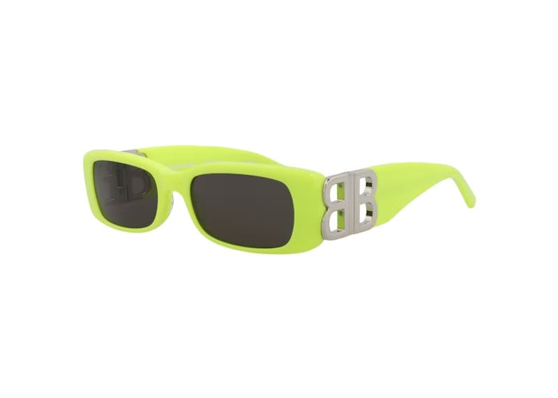 Balenciaga Square Rectangle Sunglasses Yellow/Silver/Grey (BB0096S-30008871-008)