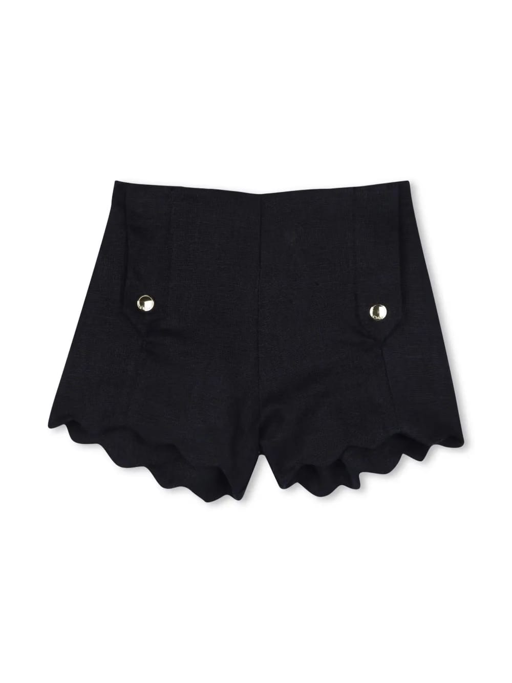 scallop-edge linen shorts