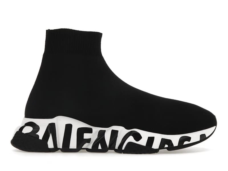 Balenciaga Speed Graffiti Trainers White Black Logo (Women's)