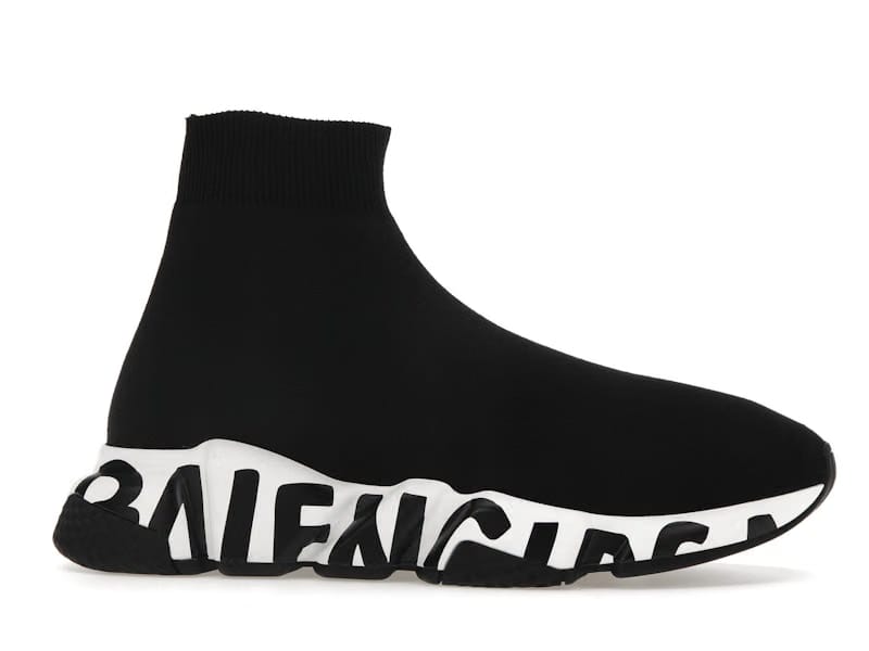 Balenciaga Speed Graffiti Trainers White Black Logo (Women's)