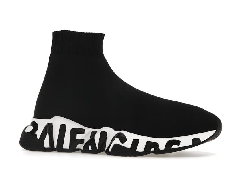 Balenciaga Speed Graffiti Trainers White Black Logo (Women's)