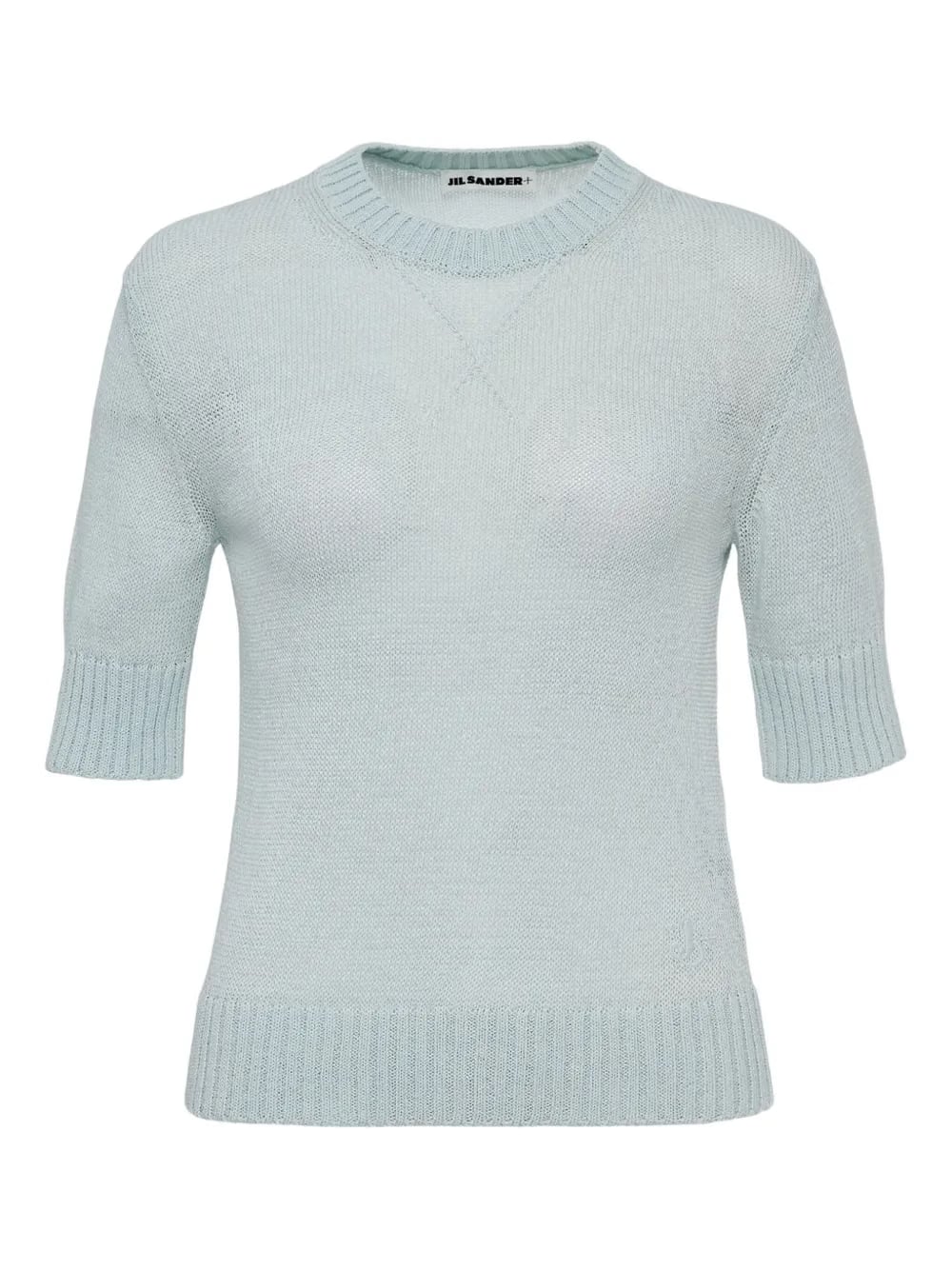 short-sleeve crew-neck knitted top