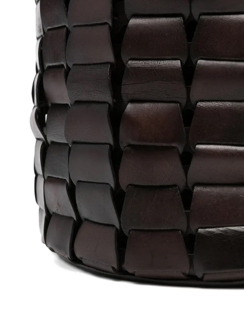 leather woven bucket bag