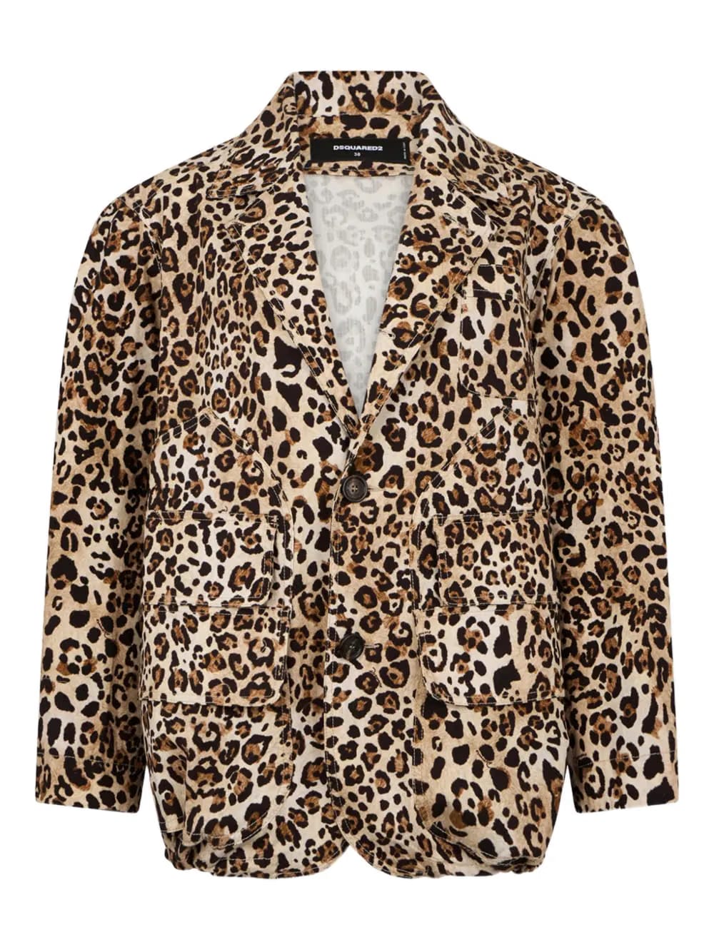leopard-print long-sleeve blazer