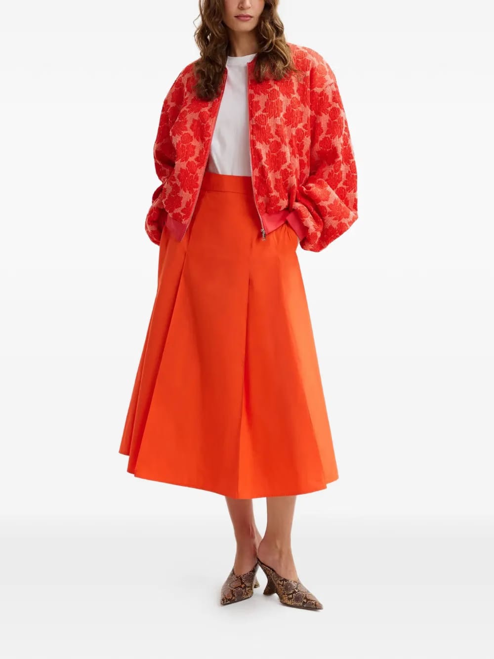 zip-fastening A-line midi skirt