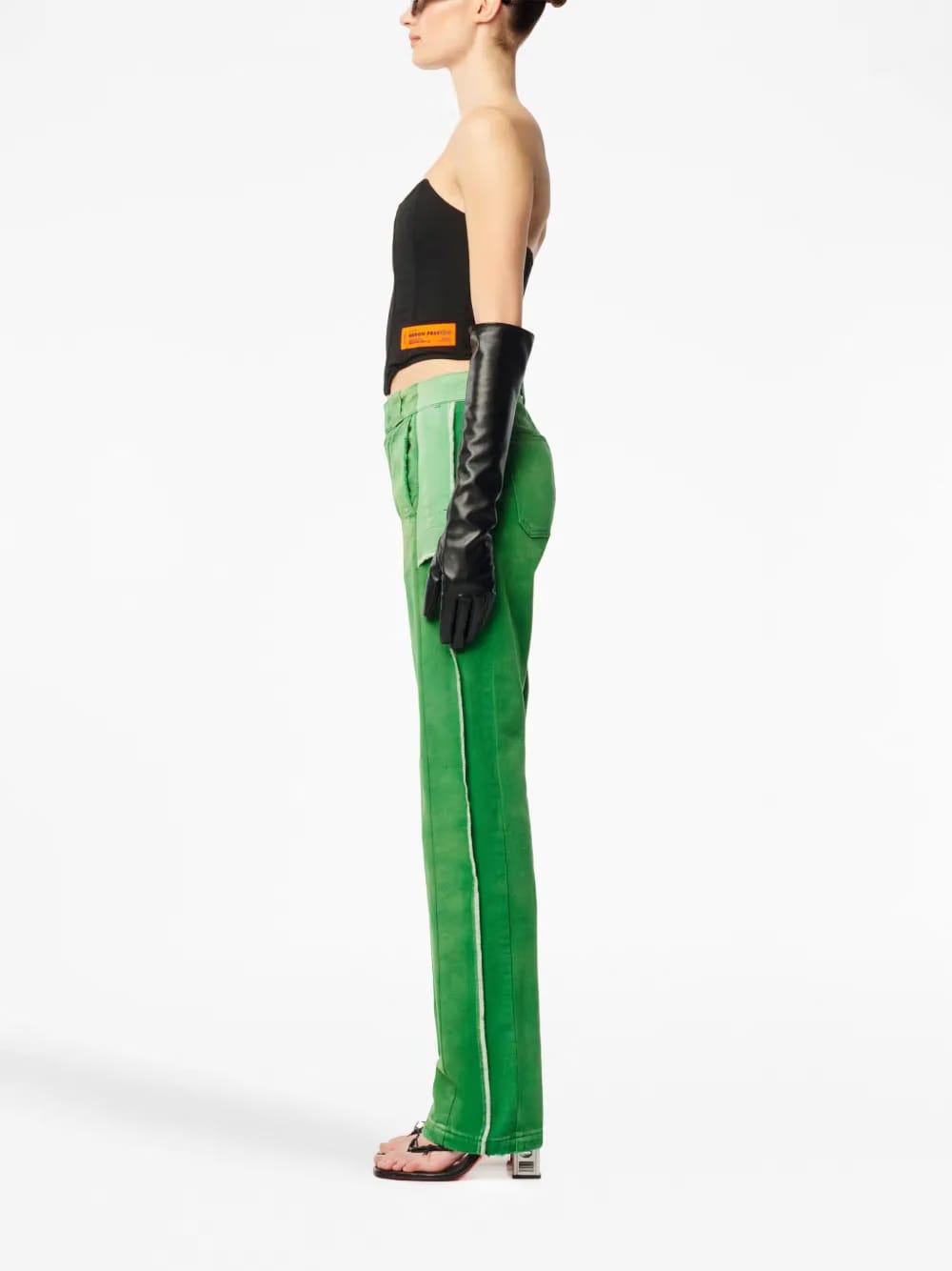 mid-rise distressed-finish trousers