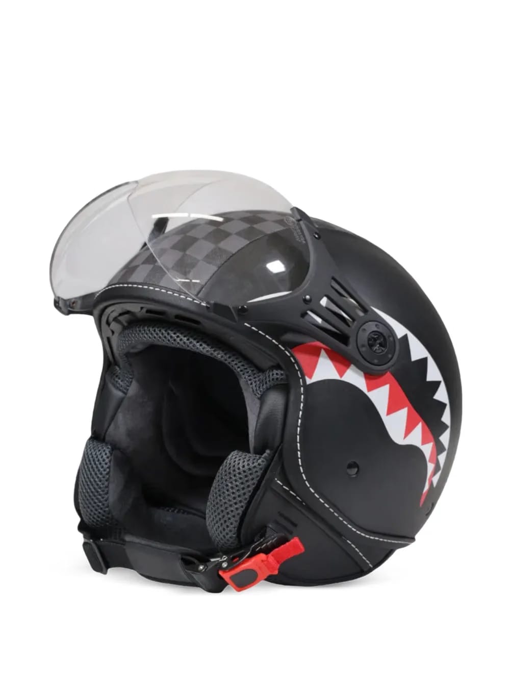 shark-print checkerboard helmet
