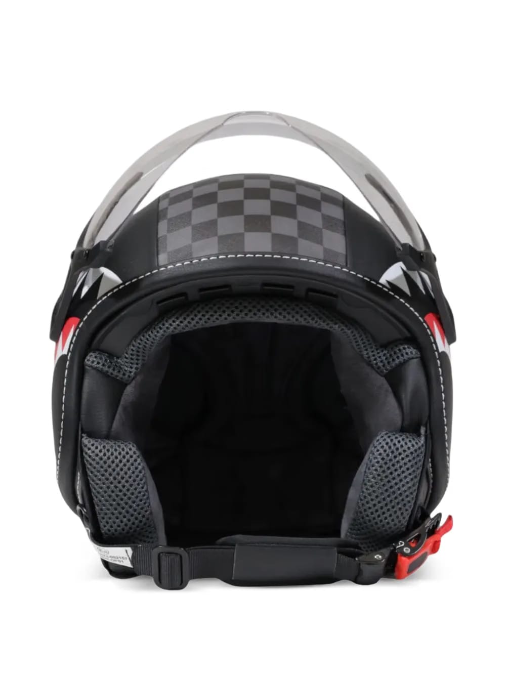 shark-print checkerboard helmet