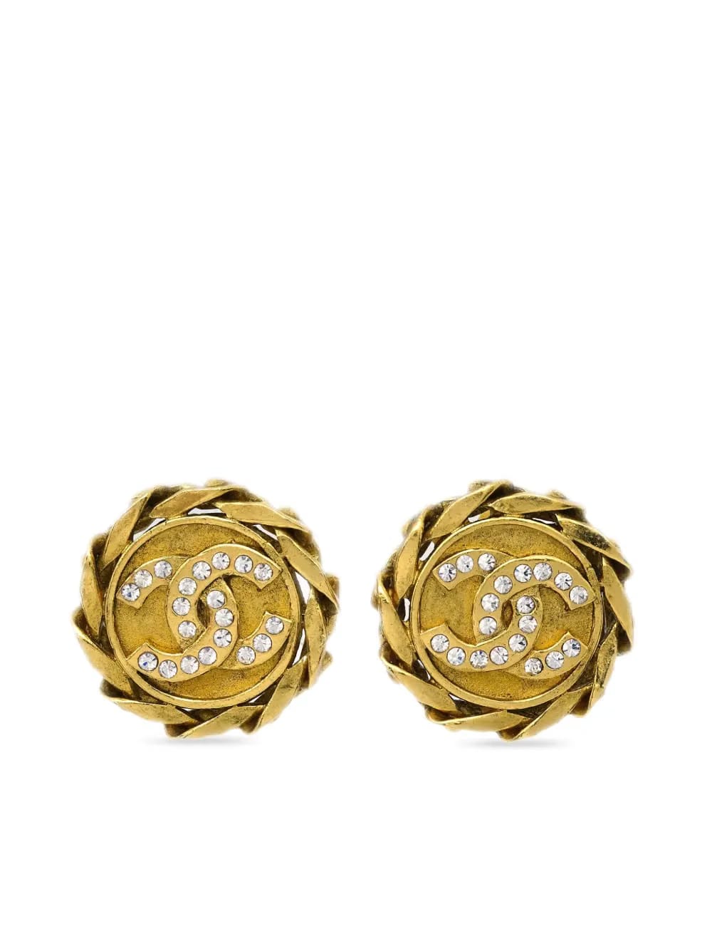1988 CC crystal-embellished clip-on earrings