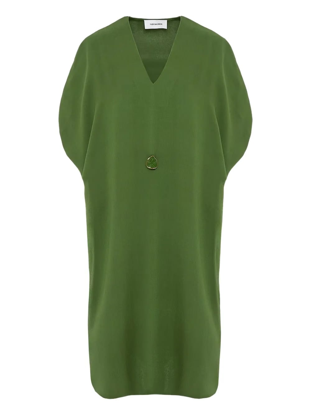 draped twist-front midi dress