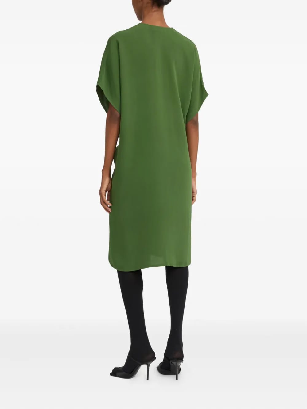 draped twist-front midi dress