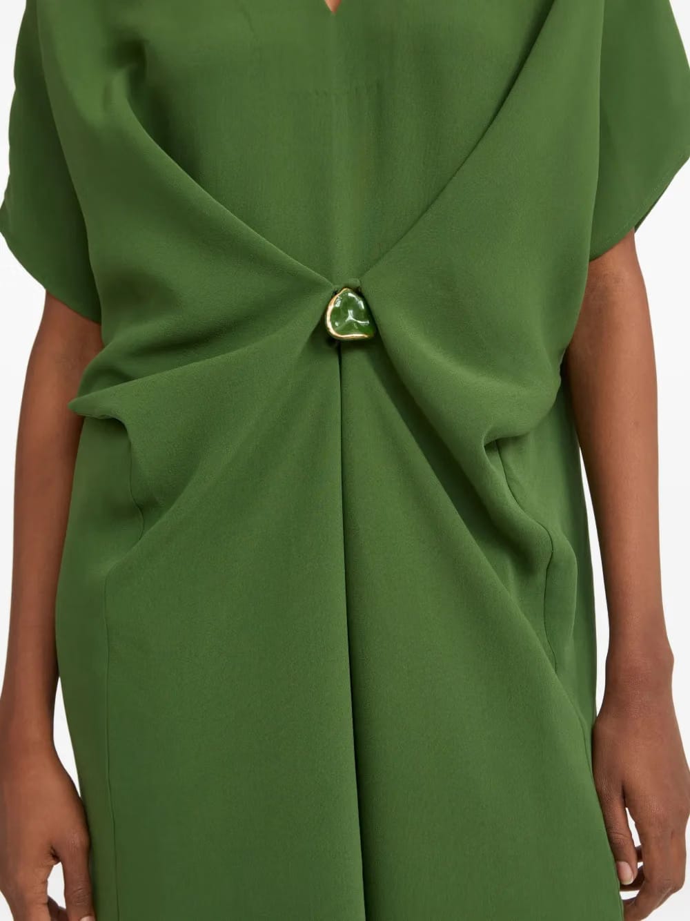 draped twist-front midi dress