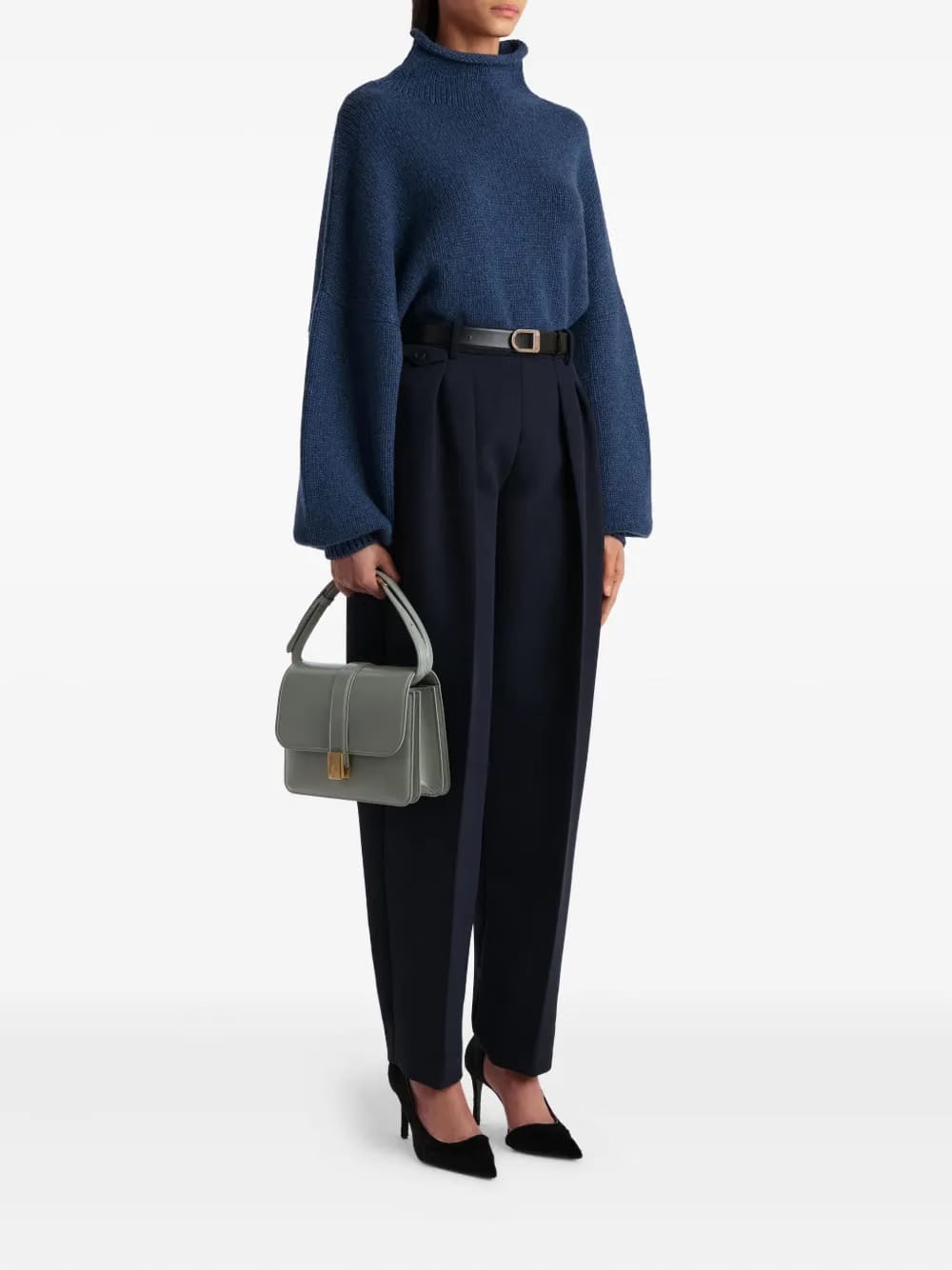 button-detail pleated trousers