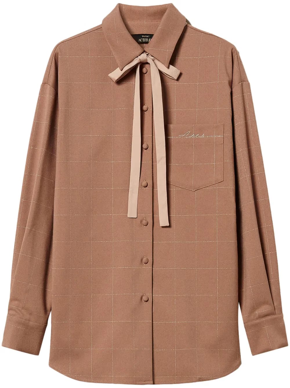 lurex-embellished checked shirt
