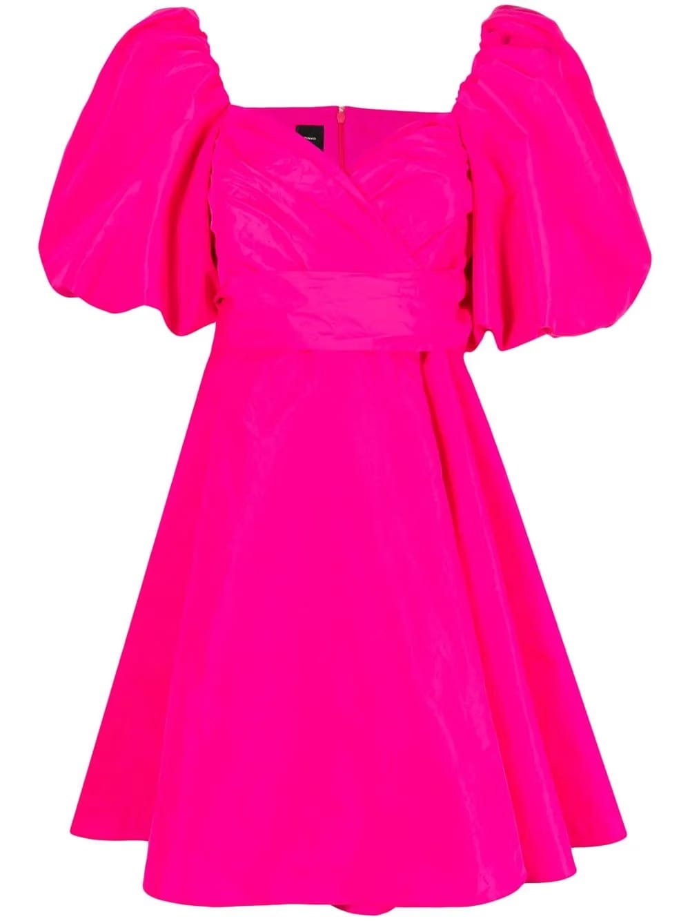 puff-sleeve flared dress