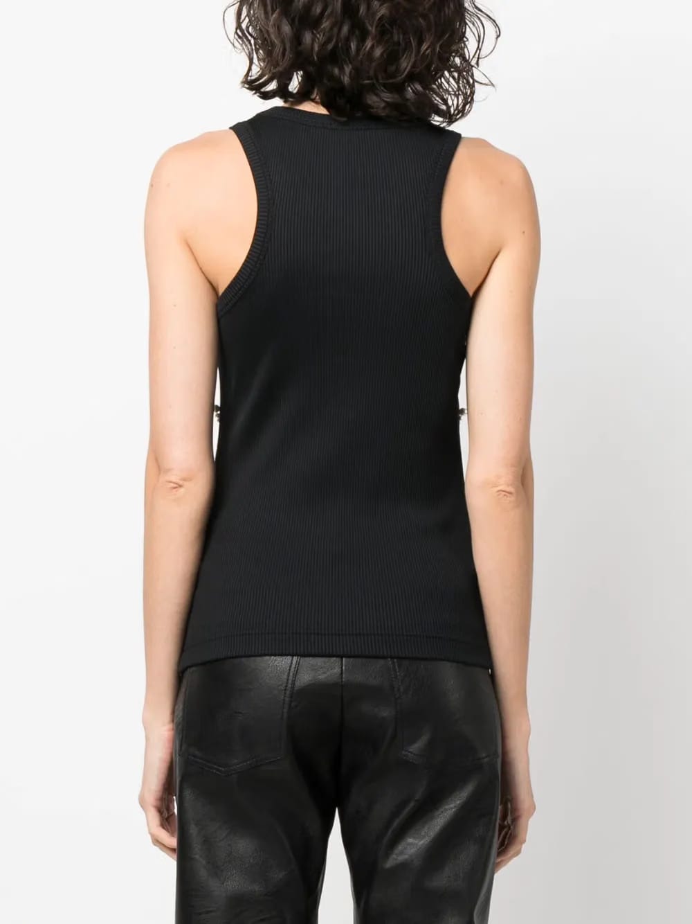pearl-embellished ribbed tank top