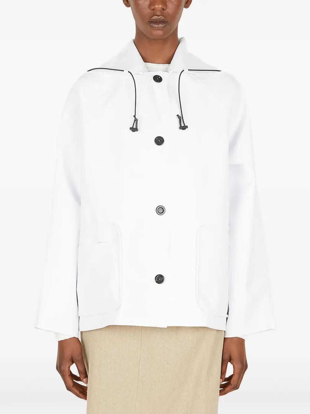 Sailor hooded button raincoat