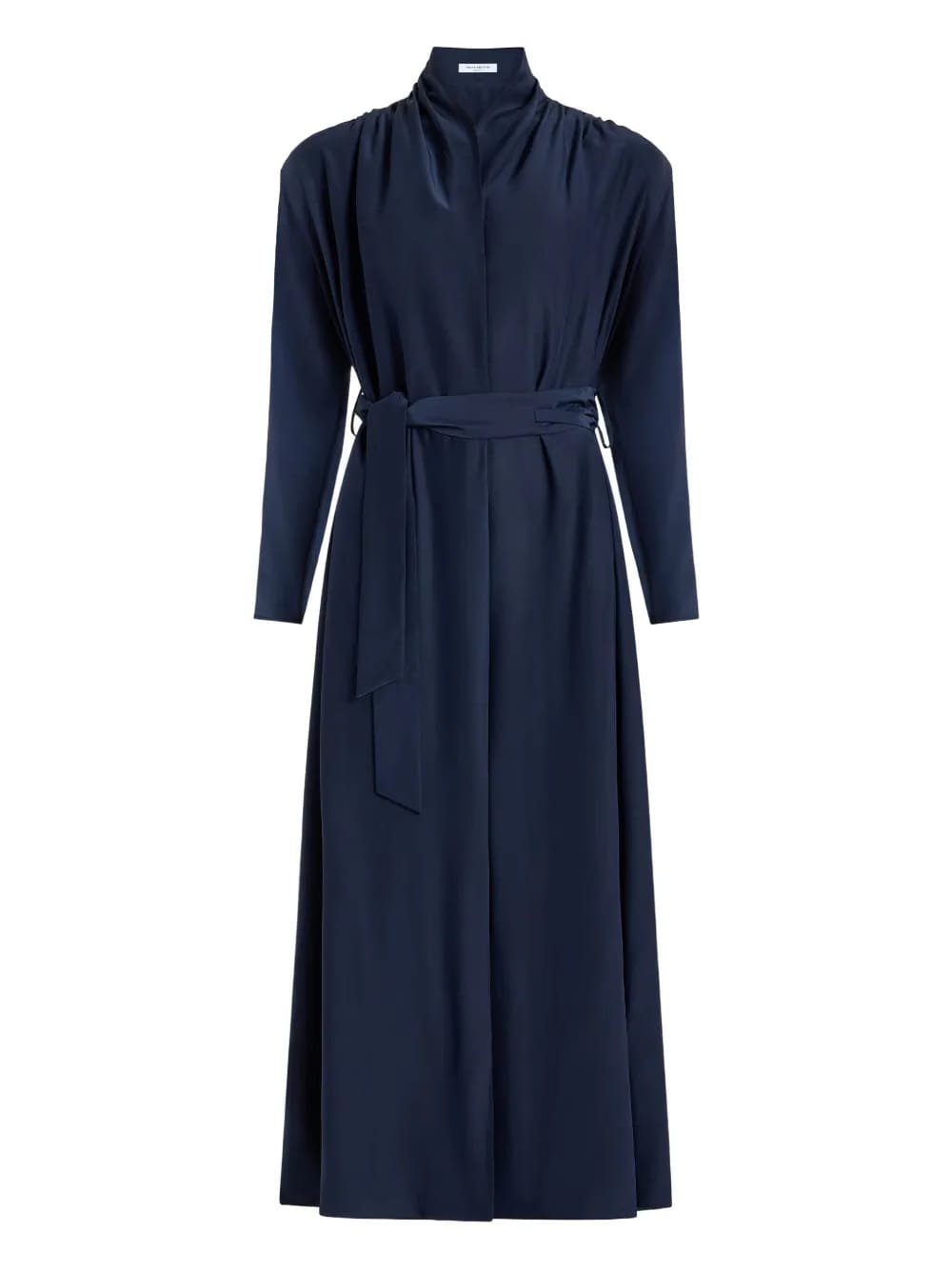 Maria drape collar silk maxi dress