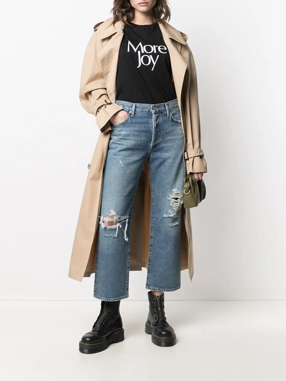 distressed-effect mid-rise cropped jeans