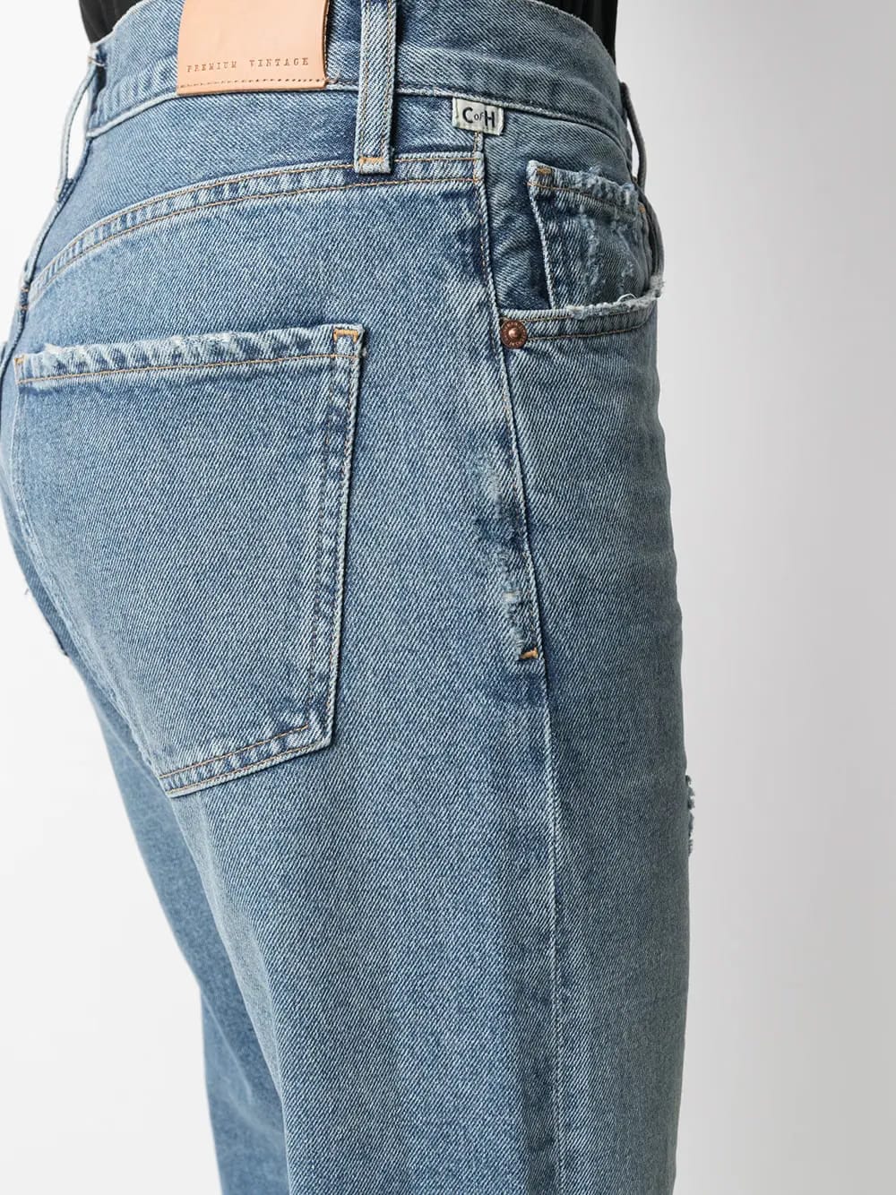 distressed-effect mid-rise cropped jeans