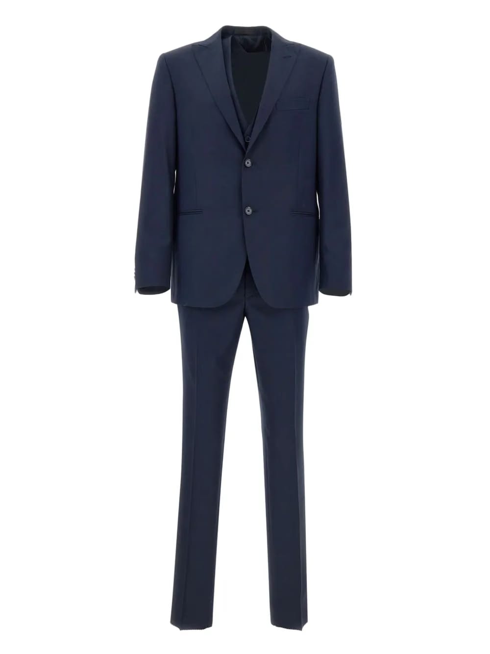 peak lapel three-piece suit