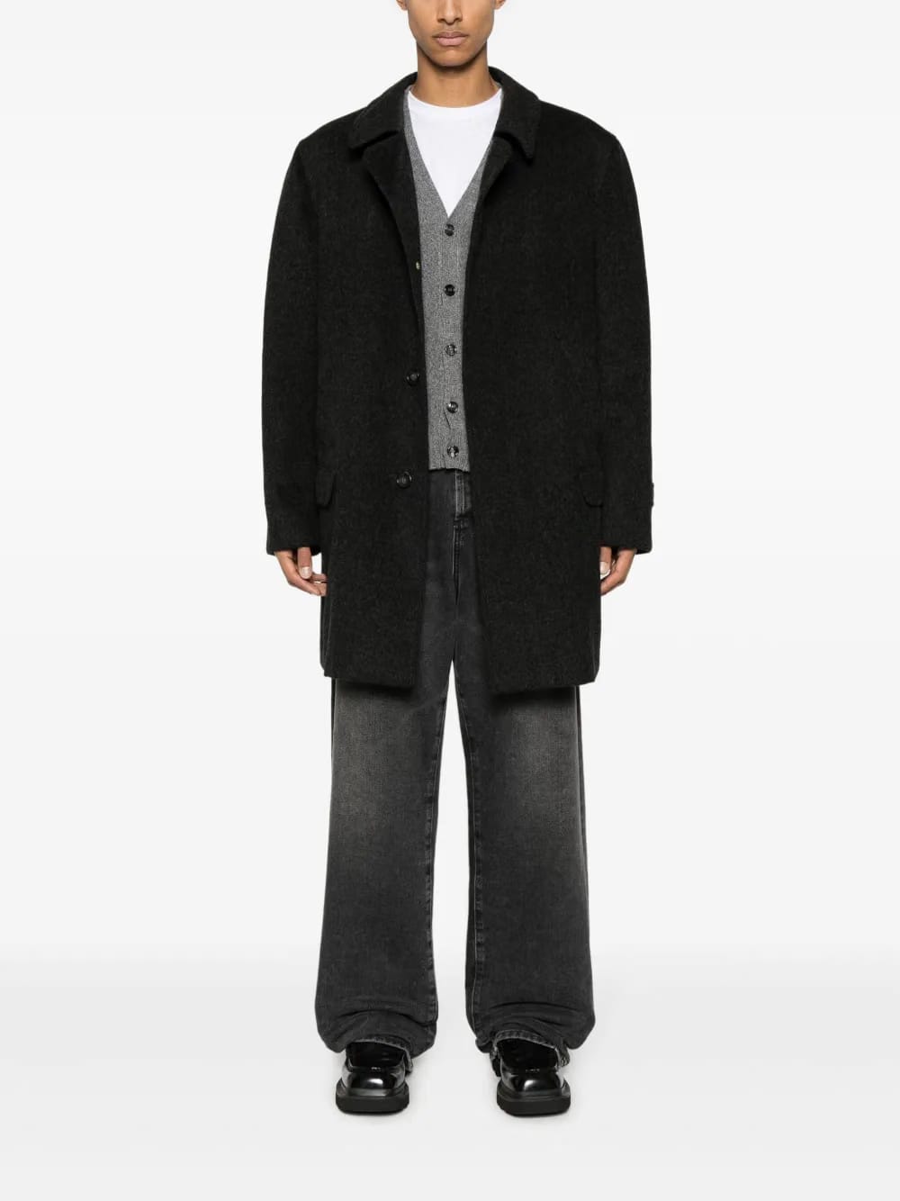 1990s cut-away collar multi-pocket coat