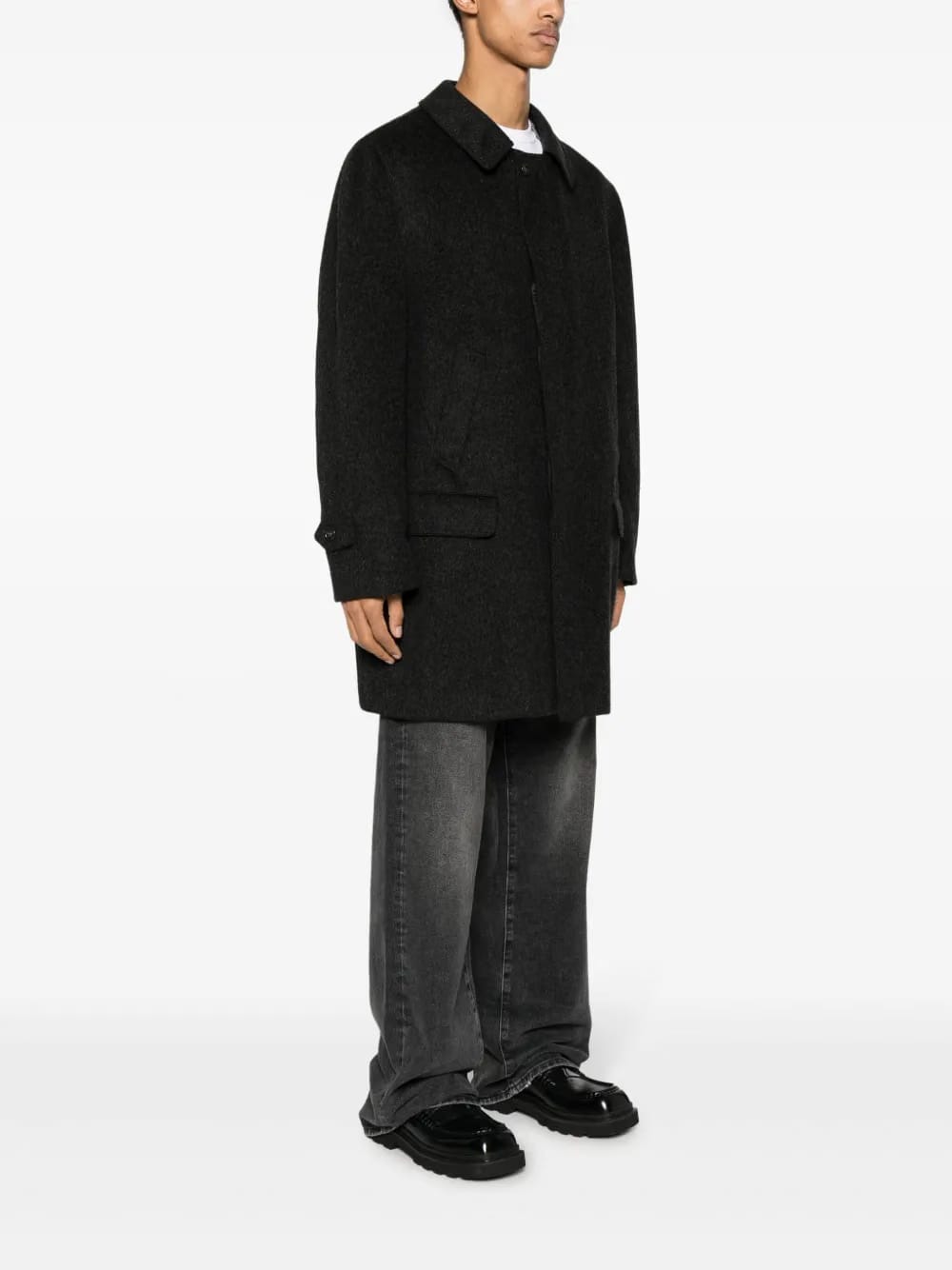 1990s cut-away collar multi-pocket coat