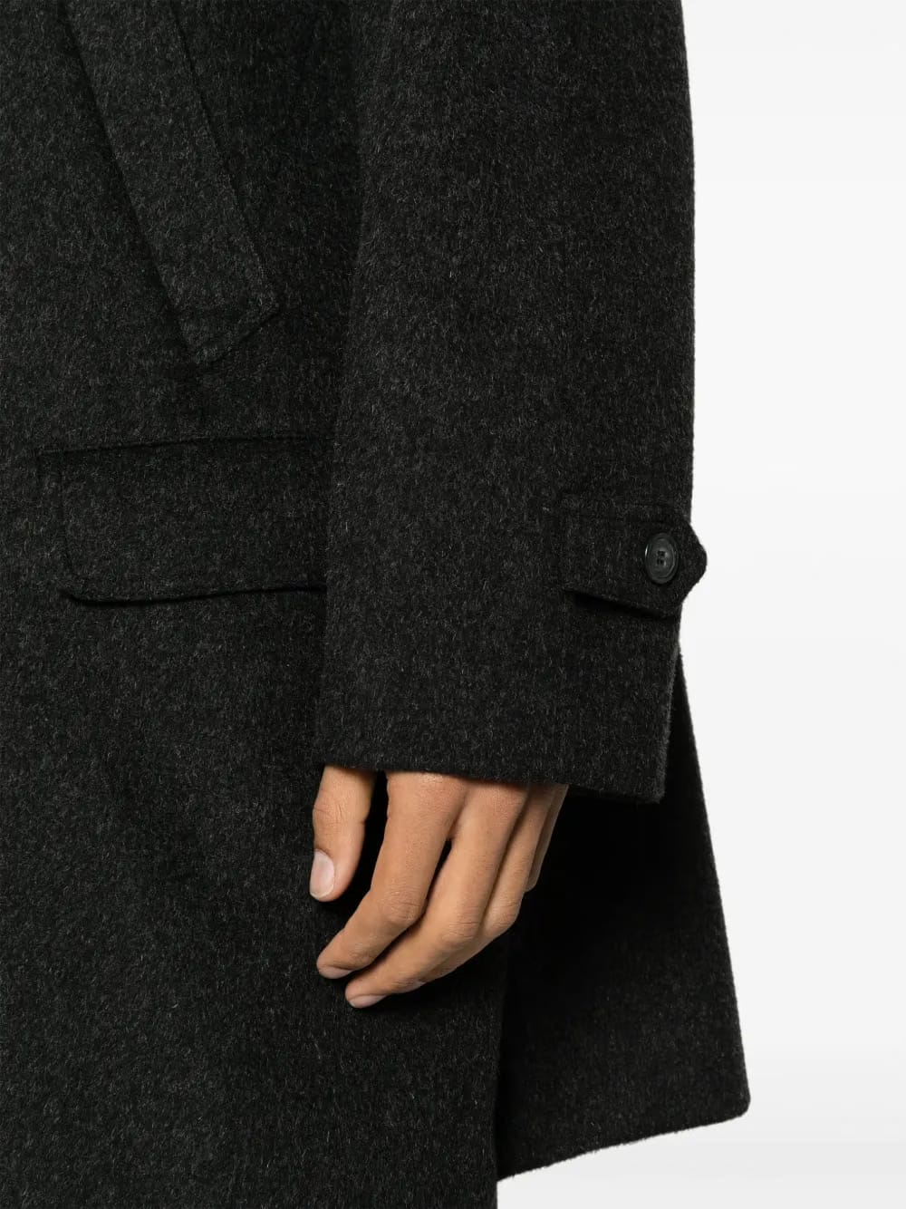 1990s cut-away collar multi-pocket coat