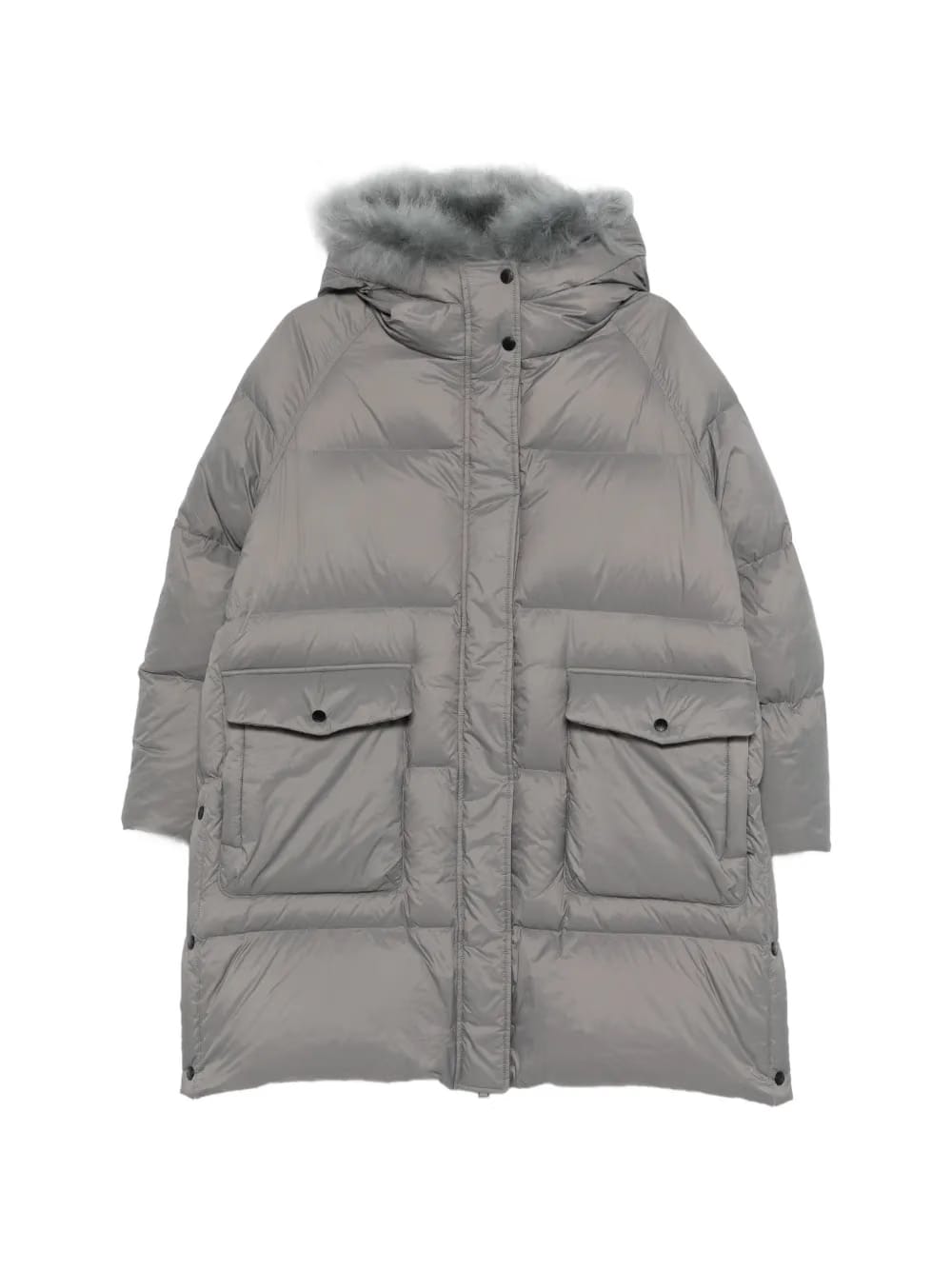 shearling trimmed down coat