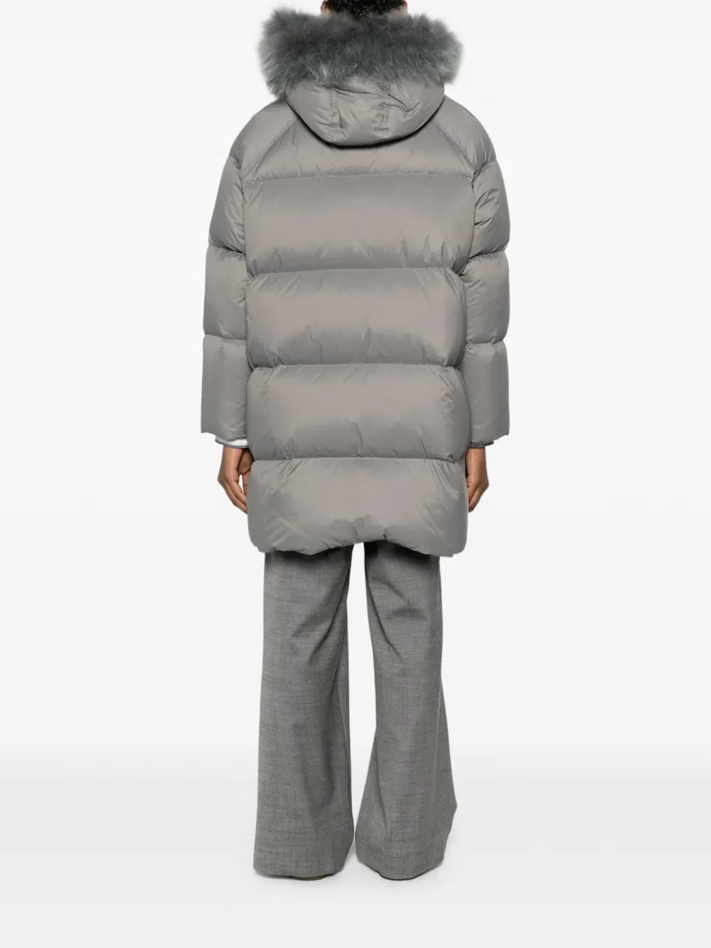 shearling trimmed down coat