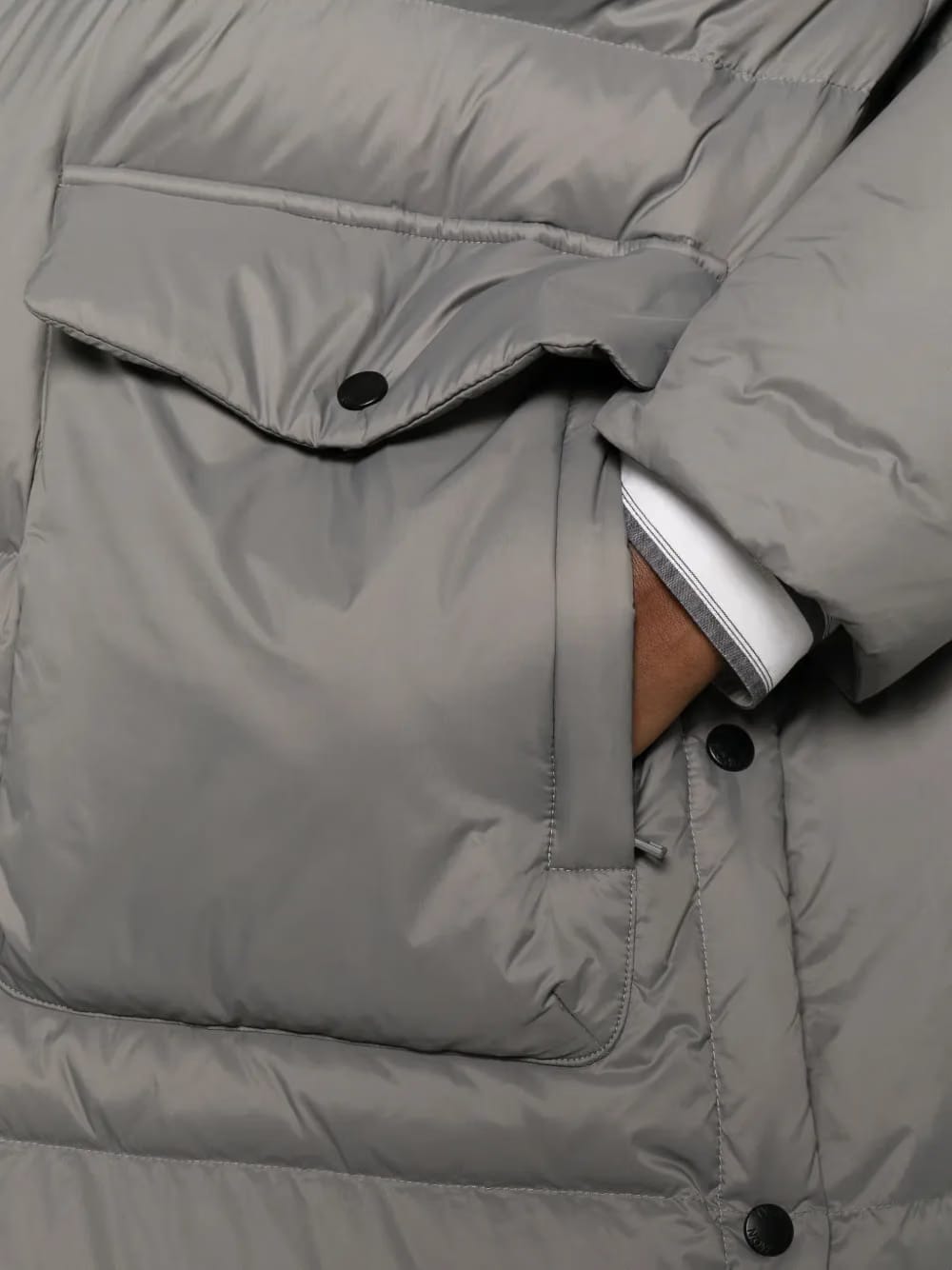 shearling trimmed down coat