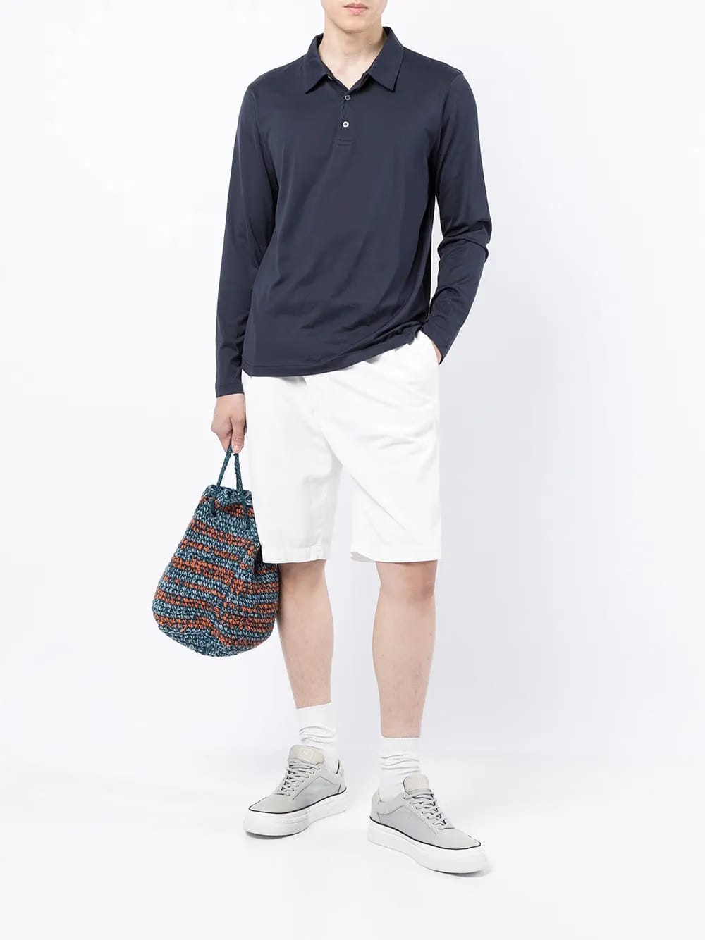 button-up long-sleeved polo shirt