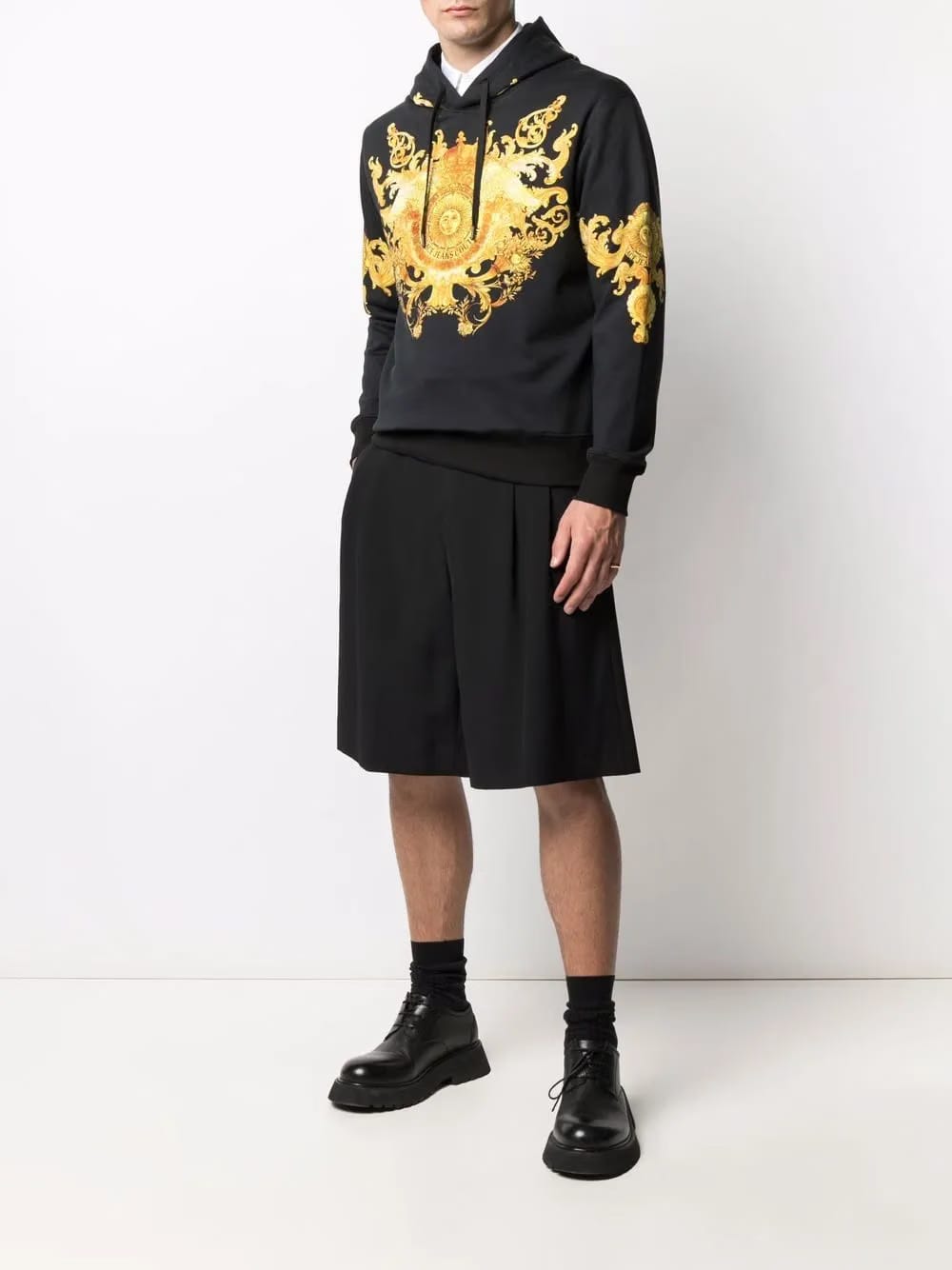 baroque-print cotton Hoodie