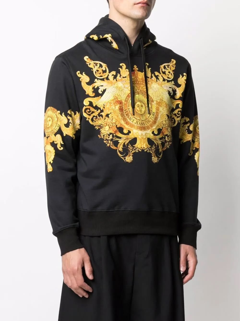 baroque-print cotton Hoodie