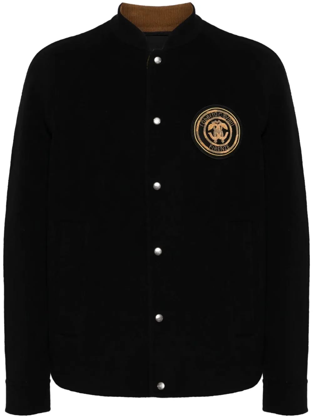 logo-embroidered wool bomber jacket